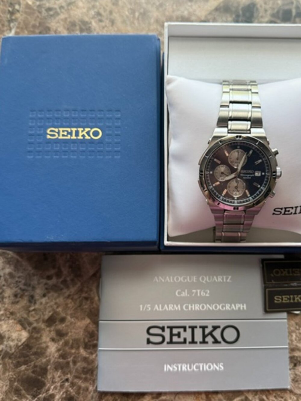 Seiko Alarm Chronograph 100M Men's Watch 39mm 7T62-0FY0 A4 - Fully Functional